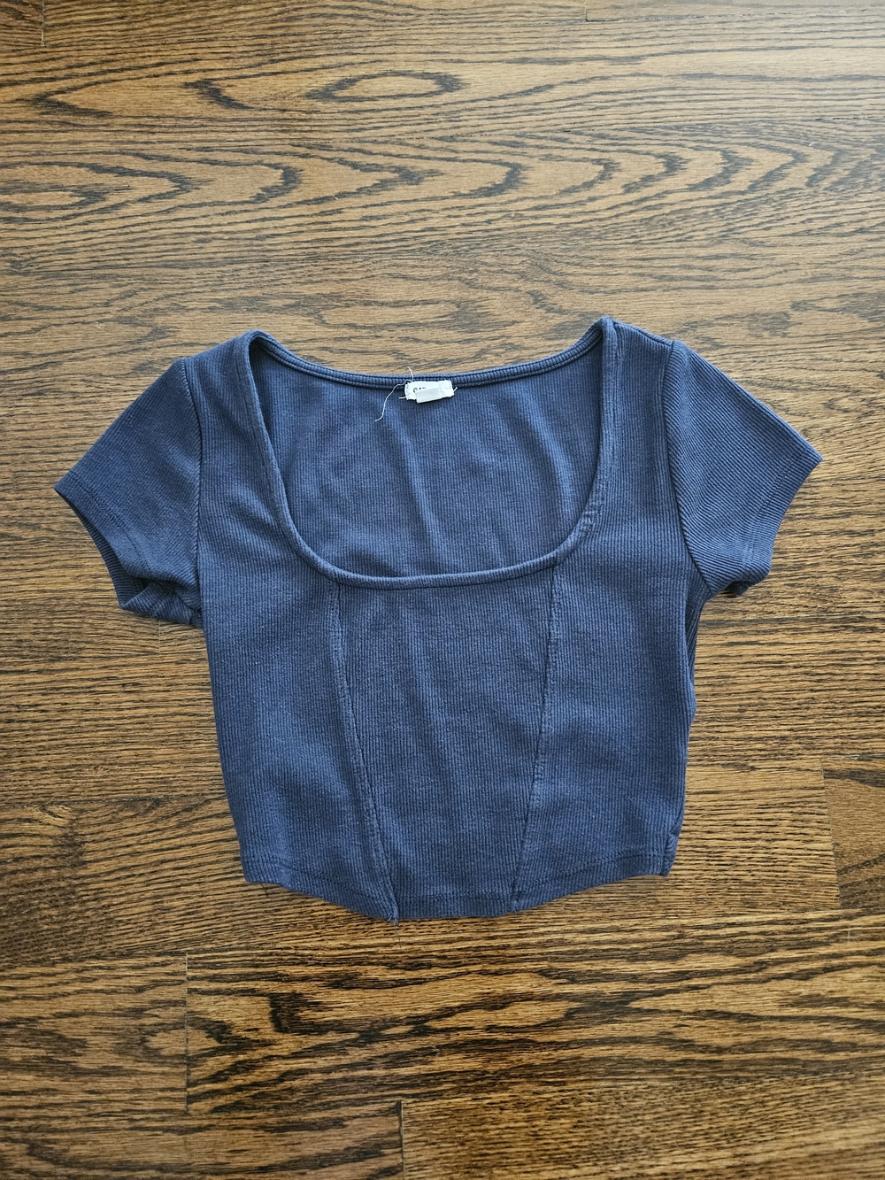 Garage Navy Scoop Neck Corset Crop Top